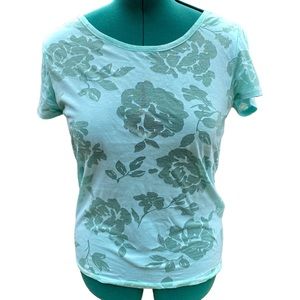2for$20 Joe Fresh Turquoise Floral Summer T-shirt. Size Medium.
